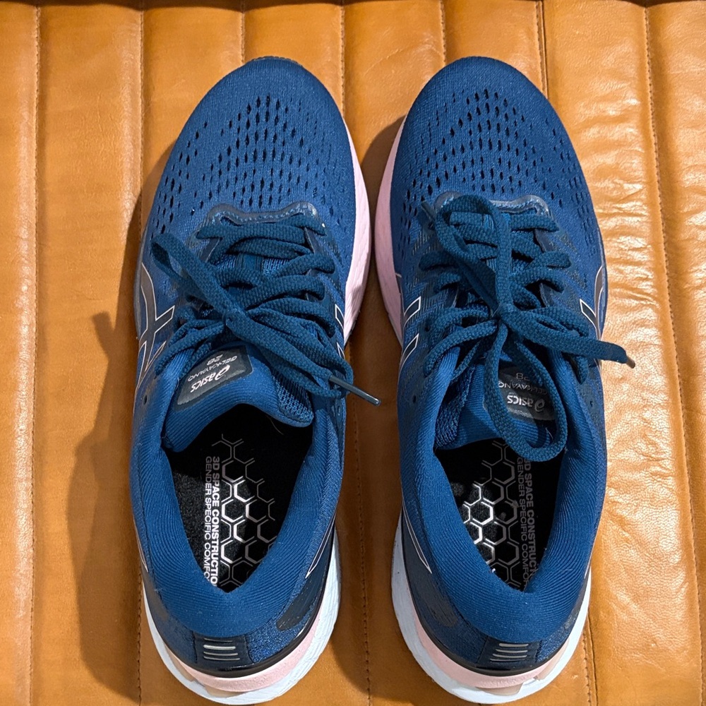 Asics Navy Blue and Pink Women's Athletic Running Shoes
